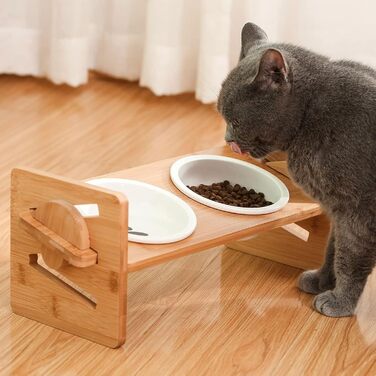 Миска для котів, піднята керамічна миска для котів та маленьких собак, набір мисок для котів та собак, миски для котів (включно зі стійкою)