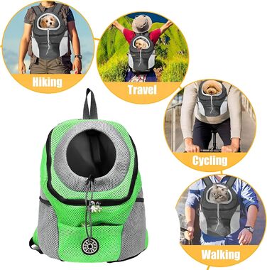 Рюкзак-переноска для собак та котів, до 10 кг, зелений, для подорожей та активного відпочинку