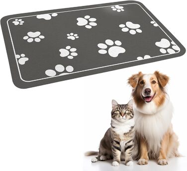 Килимок під годівницю для собак, 30x50 см, кремнезем, поглинаючий, неслизький, сірий