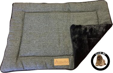 Ліжко для собак Ellie-Bo Wende, Tweed та чорне штучне хутро, для клітки розміру M, 76 см, розмір L71 x W48 x H3 см