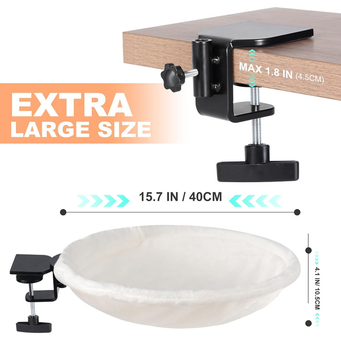 Крісло-гамак для кота Uross на стіл - 360° обертання та регулювання висоти, м'яке ліжко для кота з 2 знімними чохлами, місце для сну для дому, офісу, цілорічне використання (Бежевий)