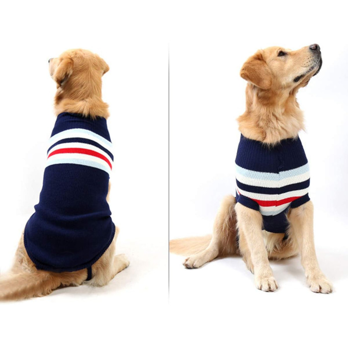 Пуловер для собак Petyoung з блакитними смугами, теплий зимовий светр з пряжі, для маленьких, середніх та великих собак, розмір XL28