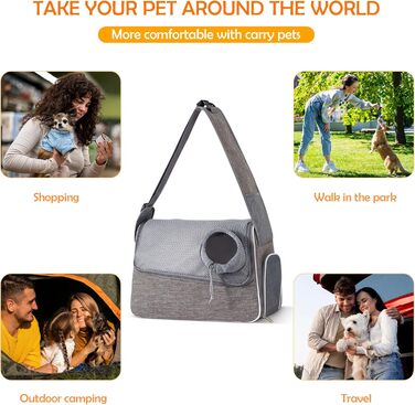 Траверс для собак ALLSOPETS: регульована переноска для маленьких собак та котів з жорстким дном та вентиляцією, сіра