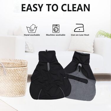 MOREZI Водонепроникна зимова куртка для собак, з флісовою підкладкою, для такс та схожих порід, чорна, M (довжина спини: 39-42 см)