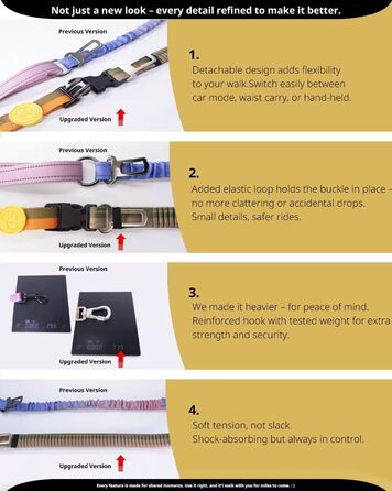 EVERKING 6-в-1 повідок для собак з живітним ременем – повідь для бігу та прогулянок, з двома ручками, антишокова пружина, кріплення для авто, альтернатива шлейці (Блакитний, Сірий, Блакитний, Хакі)