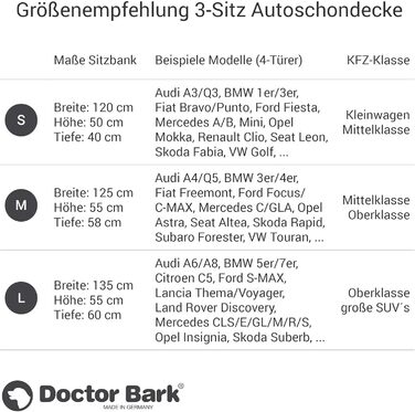 Чохол-накидка Doctor Bark для заднього сидіння авто M, чорний, захист для собак, універсальний для легкових авто та SUV, з блискавкою