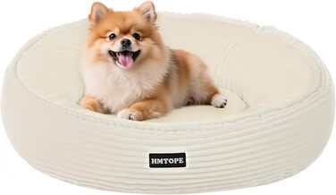 Кругле ліжко для собак та котів, м'яке, зручне, Ø 60 см, бежеве. Розмір: 60x60x18 см. Зручне, миється, знімний чохол, антиковзаюча основа.
