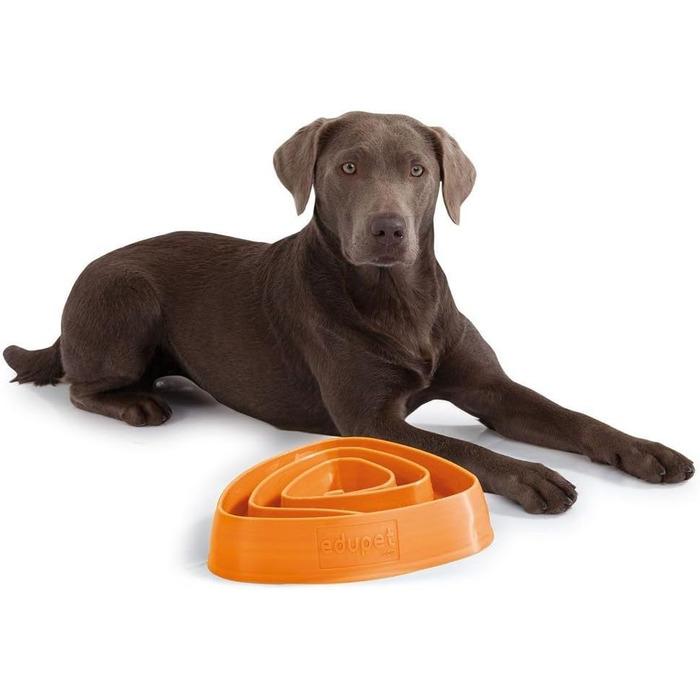Миска для собак Edupet 06027AA Anti-Schling, для повільного годування, 300 мл, оранжева