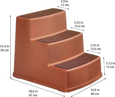 Amazon Basics нековзкі сходи для собак і котів, 3 ступені, коричневі, 47,2x40,4x39 см