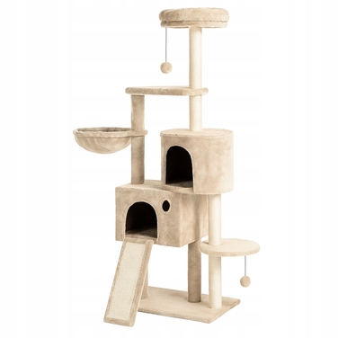 Високий когтеточка-комплекс з лежаком та стовпчиком для кігтів, вежа Wideshop 101 — 160 см