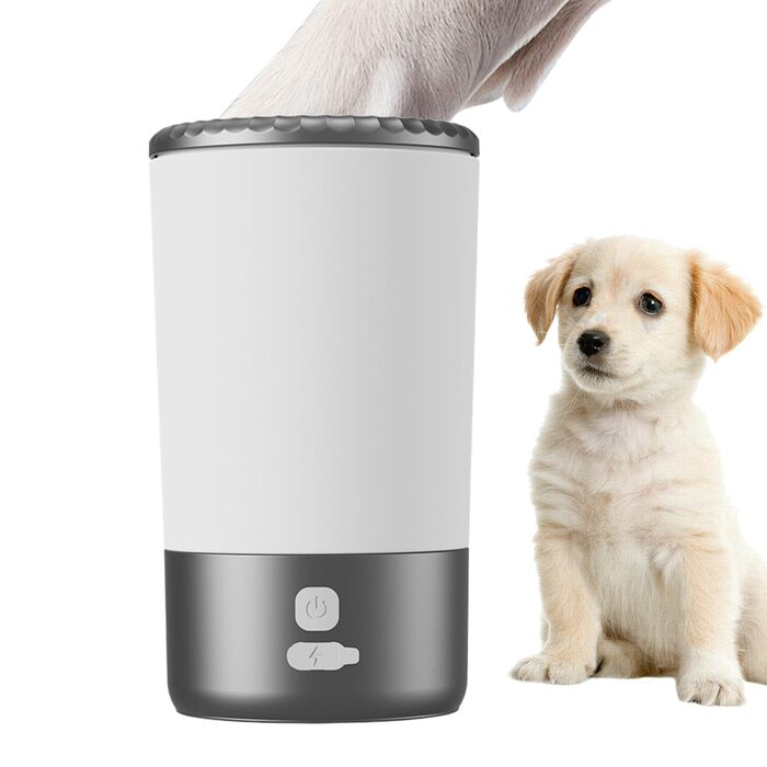 Електричний мийник лап для собак великих порід | Автоматичний мийник лап для котів та цуценят | Чорний/Білий