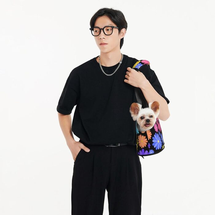 Сумка-переноска для котів та собак Paylamon, складана, для подорожей, транспортування в літаку, автобусі, метро (маленькі квіти)