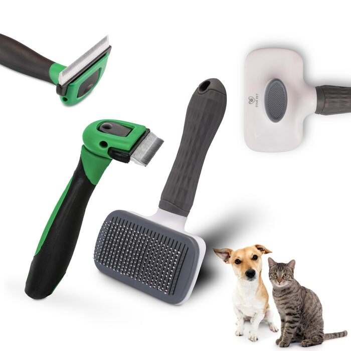 Набір гребінців для собак та котів (2 шт.), ідеальний для догляду за шерстю та догляду за кігтями, підшерсткова щітка для собак, щітка для котів з довгим хутром, ідеальний аксесуар для котів та цуценят