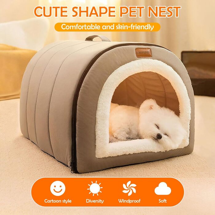 Самонагрівальний двосторонній лежак-іглу ALLSOPETS для котів і собак, L, сірий, з ручками та нековзкою основою