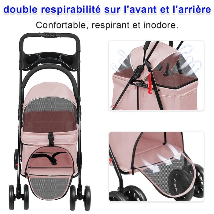 Дитяча коляска для собак та котів Homewell, складана, до 20 кг, рожева