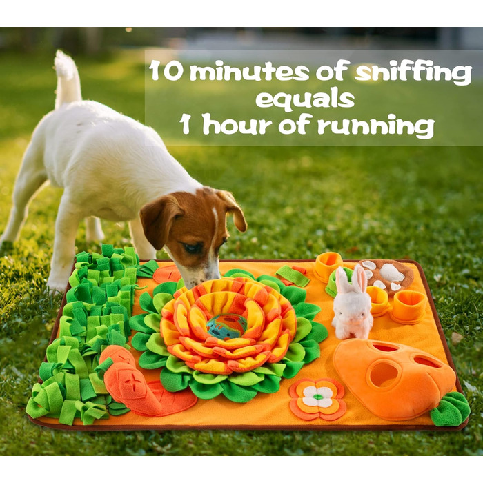 Schnüffelmatte для собак маленьких та середніх порід з іграшками-кринками та морквою (74,5 x 48,9 см), м'яка, довговічна, для пошуку їжі та носової роботи
