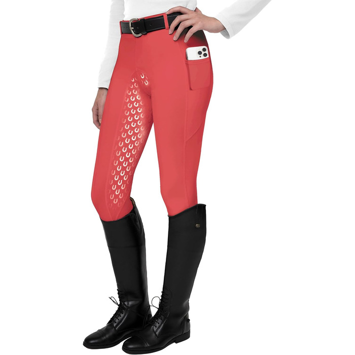 Спортивні штани для їзди верхи FitsT4 Daen з силіконовим покриттям, кишенею для телефону та петлями для ременя (M, Червоний)