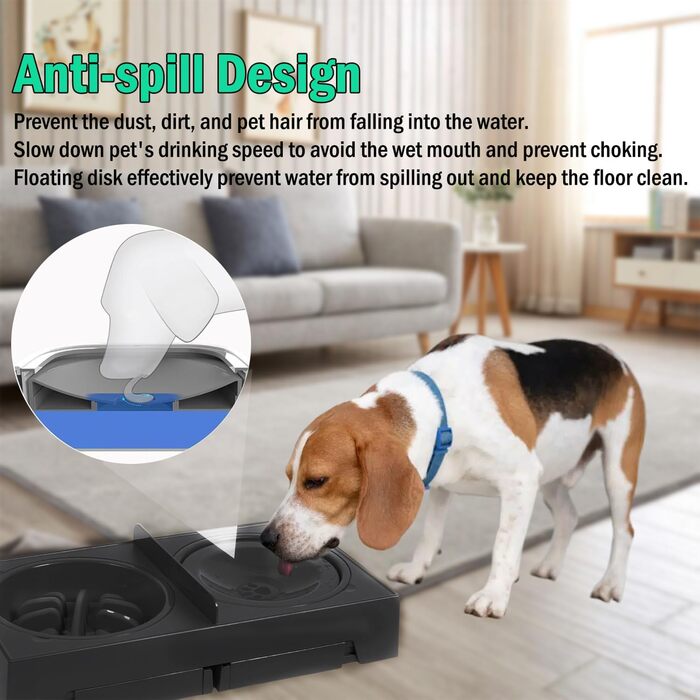 Підвищений миска для собак Arsagoo: 1 x 1100 мл з нержавіючої сталі, 1 x для повільного годування, 1 x водовідштовхувана, регульована по висоті (5 рівнів) для собак маленьких та середніх порід