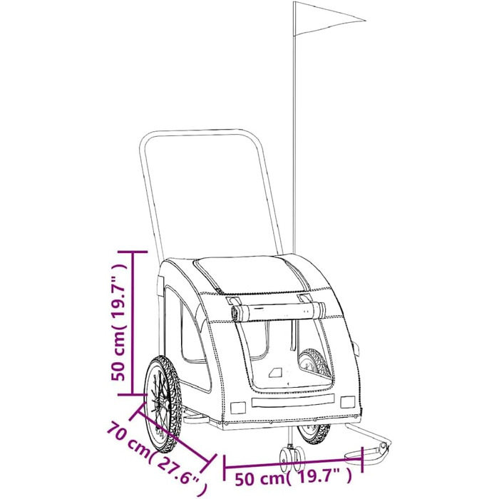 Фургон для собак VidaXL - червоний, 45 кг, Oxford-Gewebe, з прапором та відбивачами