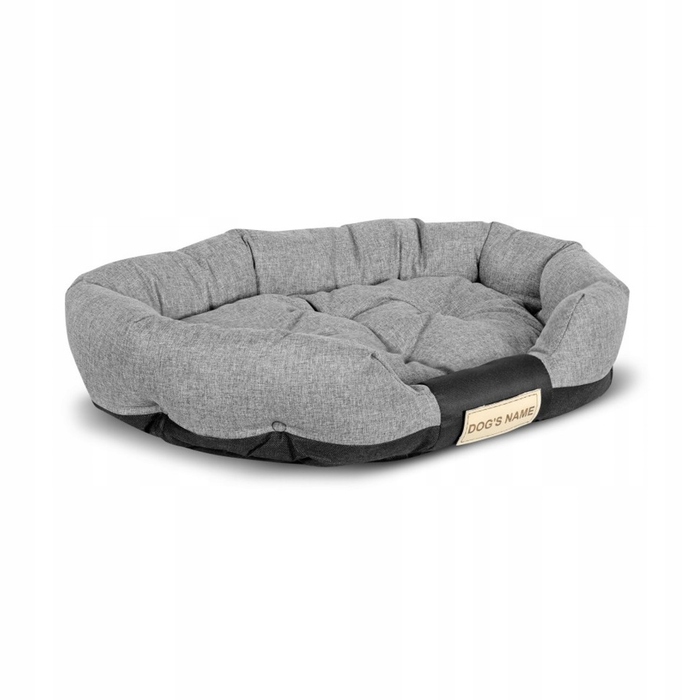 Лежанка-кошик для собак AIO Factory, водонепроникна, сіра + ім'я, 100x75 см