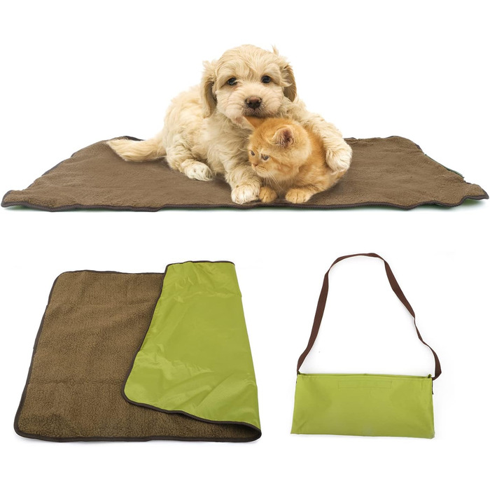 Зручна килимок-підстилка для собак та котів: водонепроникна, м'яка, для подорожей, 100 x 70 см (зелена)