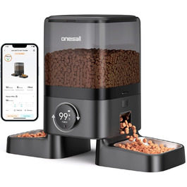 Автоматичний годівниця для котів Oneisall 5L з двома мисками, керування через додаток, Wi-Fi, PF10DAE