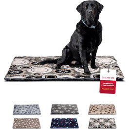 Лежак для собак HS-Hundebett, двосторонній, 75x115 см, м'який, з 3 см наповнювачем, для дивану, авто, переноски, дизайн мандала антрацит, вироблено в Німеччині