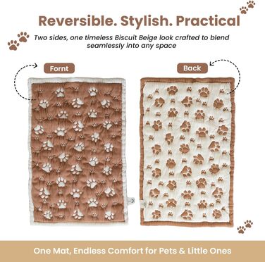 Килимок для собак та котів PetMat з органічної бавовни, 40,6 x 61 см, двосторонній, безшовний, м'який 3D-в'язаний, для лежанок, бежевий