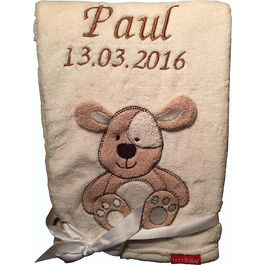 Декоративний лежак для собак KIDDI-MEDIA з вишивкою імені та аплікаціями, бежевий