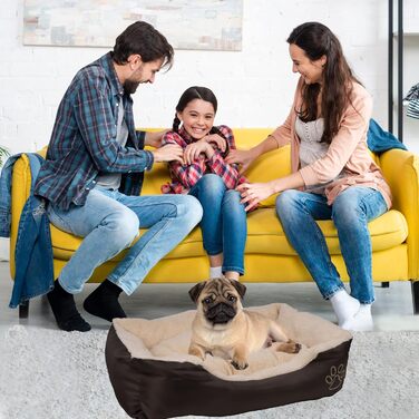 Крісло-ліжко для собак: м'яке, зручне, 61x48x18 см. Крісло для собак з флісу та нейлону, легко миється, підходить для маленьких та великих собак (Бежево-коричневе)