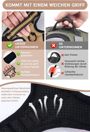 Нашийник для собак BaoCheng Anti Pull: безпечний, дихаючий, з 3 пряжками, для малих, середніх та великих собак, світловідбиваючий (темно-зелений, небесно-блакитний)