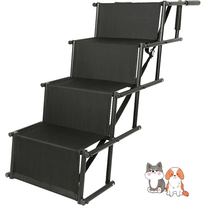 Сходинки для собак у машину: 4 сходинки, авторампа, вантажопідйомність 75 кг, для захисту суглобів, сірий колір