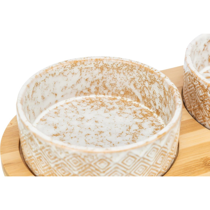Набір мисок для собак TRIXIE, 800 мл, кераміка/бамбук - миска для корму для собак маленьких та середніх порід, діаметр 16 см, міцна та придатна для миття в посудомийній машині
