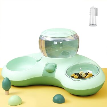 Миска для котів з диспенсером води, миски для котів, піднята годівниця для котів, станція для годування котів, диспенсер для води для котів великої ємності, неслизька миска для котів (зелена)