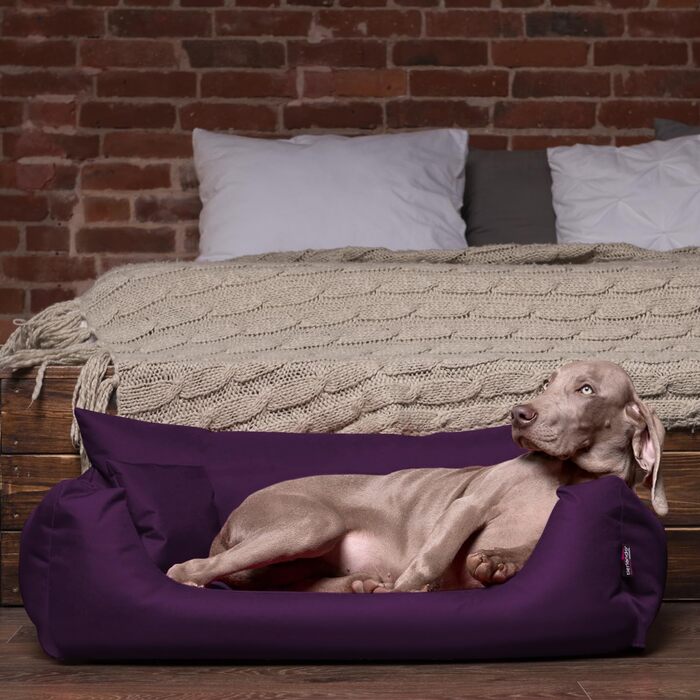 Tierlando® NEMO - лежанка для собак з оксфорду 600D, з м'якою знімною матрацом та пральним чохлом, для собак середніх та маленьких порід, 65x50 см, фіолетовий колір