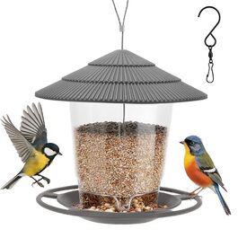 Годівниця для птахів вологостійка – годівниця для підвішування з гачком, прозора годівниця для балкона та саду, годівниця для диких птахів