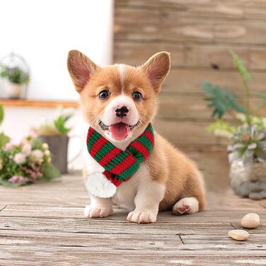 Шарф для кота та собаки на Новий Рік, костюм, червоний, для прикрашання, одяг для домашніх тварин, костюм на Новий Рік, червоно-зелений, середній, розмір M