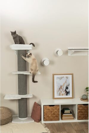 TRIXIE Acadia багаторівневий котячий дряпак 160 см, білий/сірий, з лежанками та настінним кріпленням, стабільний