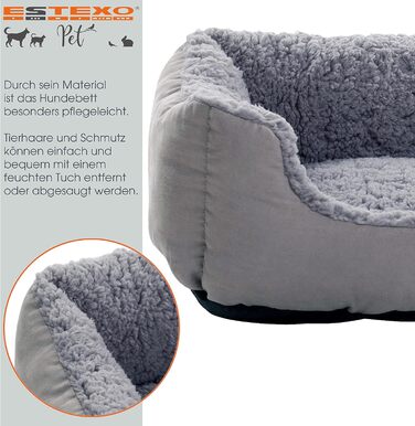 Крісло-ліжко для собак ESTEXO, сіро-світло сірий колір, 90x70x20 см