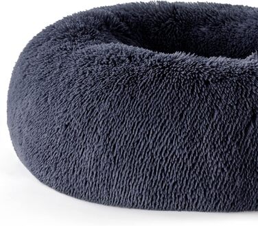 Ліжко для котів та собак BEDSURE, м'яке плюшеве, кругле, 80 см, темно-сіре, пране, лежак для котів і собак