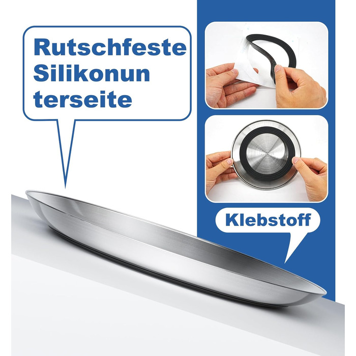 Набори мисок для котів 4 шт. з нержавіючої сталі, проти ковзання, для вологого та сухого корму, 17 см, без зачепів для вусів
