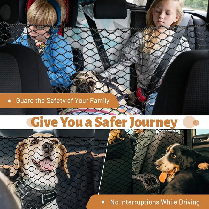 Бар'єр для собак у машину, сітка для собак, 130 x 89 см. Підходить для SUV