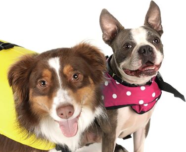 Світшот для собак Seachoice 86260 - рятувальний жилет для собак, регульований, з ручкою, розмір XXS, до 2,7 кг (рожевий у горошок)