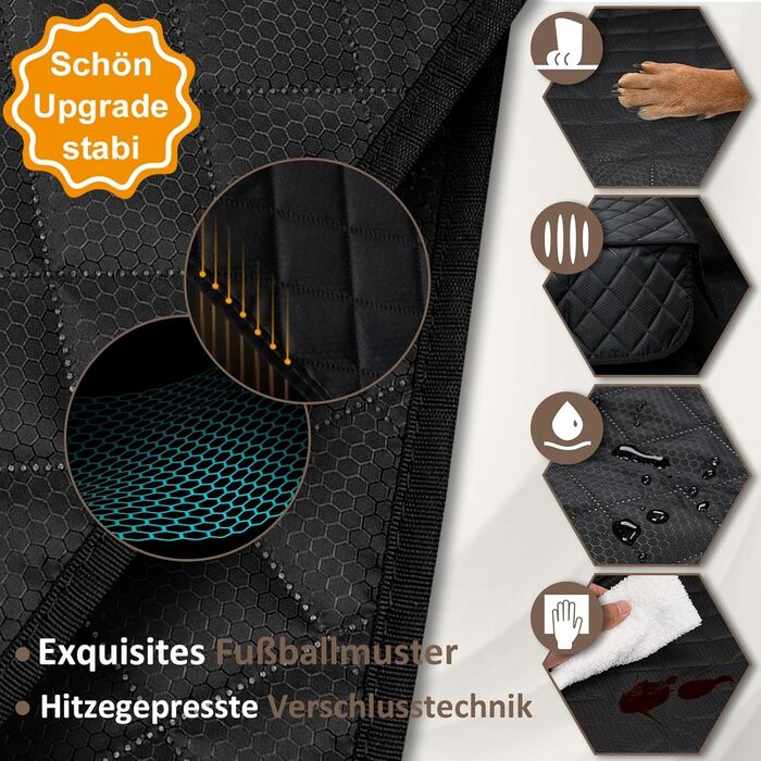 Захист для заднього сидіння автомобіля Angooni для собак - вологостійкий, неслизький, стійкий до подряпин (135×120cm) - універсальний захист для заднього сидіння 135см