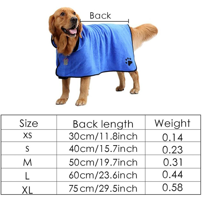 Рушник для собак PETCUTE, блакитний, XL: м'який, швидковисихаючий, з мікрофібри, для собак та котів
