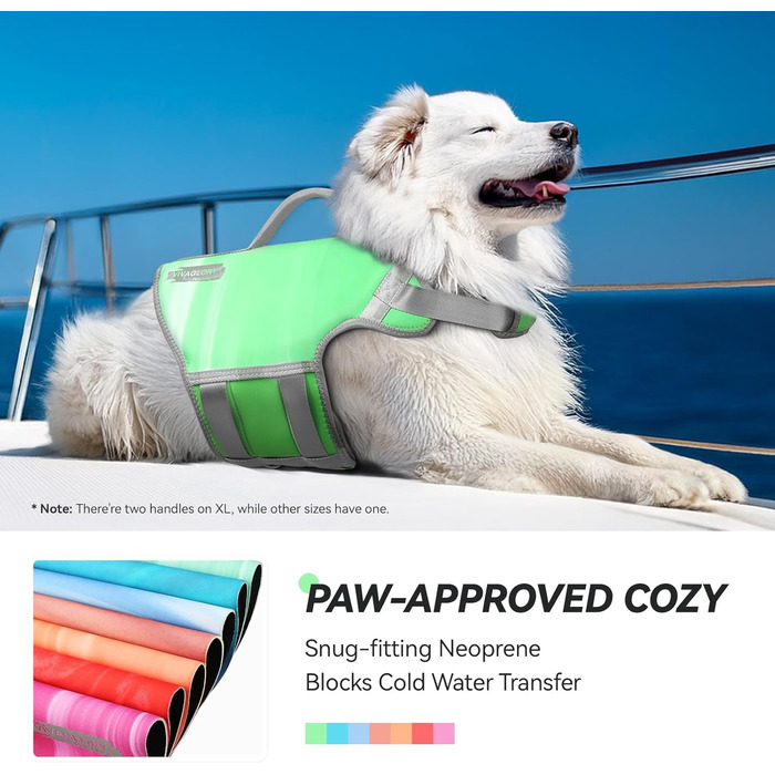 Жилет рятувальний для собак VIVAGLORY Neoprene, L, блакитний. Жилет для плавання, допомога у воді, комфортний та легкий.