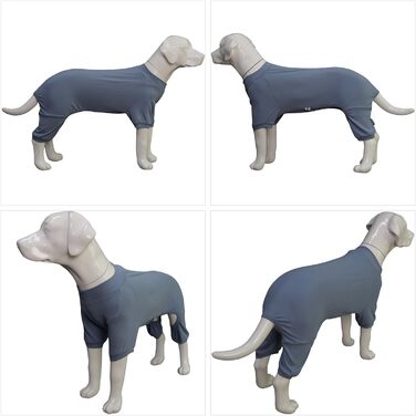 Піжама для собак Lovelonglong, бавовна, трикотаж, 4 лапи, для всіх сезонів, теплий боді для великих, середніх та маленьких собак, колір кава, розмір L (XL для середніх собак), сіро-блакитний