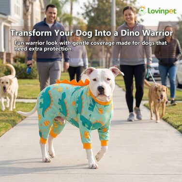 Комбінезон для собак великих порід LovinPet: дихаючий, з UV-захистом, антибактеріальний, для відновлення після операцій, зелено-помаранчевий, XX-Large