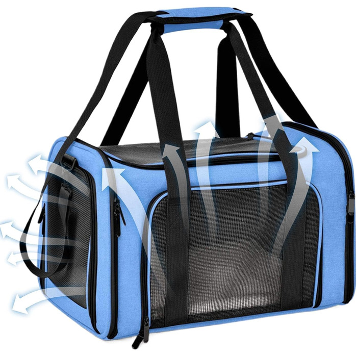 Транспортувальна переноска для котів та маленьких собак, складана, для подорожей (блакитна)