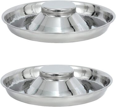 Набір з 2 мисок для собак з нержавіючої сталі LEACOOLKEY - миски для корму та води, для повільного годування, для маленьких собак, котів, тварин, сріблясті